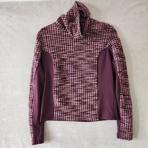 Nike Pro Top Women Large Maroon Hyperwarm Turtleneck Long Sleeve Shirt Workout - Picture 2 of 11